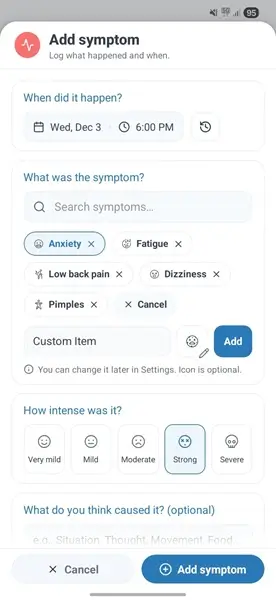 Use built-in categories or create your own custom items for selected journal types.